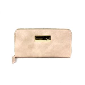 Cartera Cierre Sencillo de Gamuza en color Nude