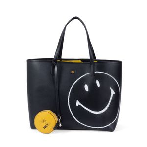 Bolsa Tote Smiley x Oe 2-en-1 Reversible color Negro