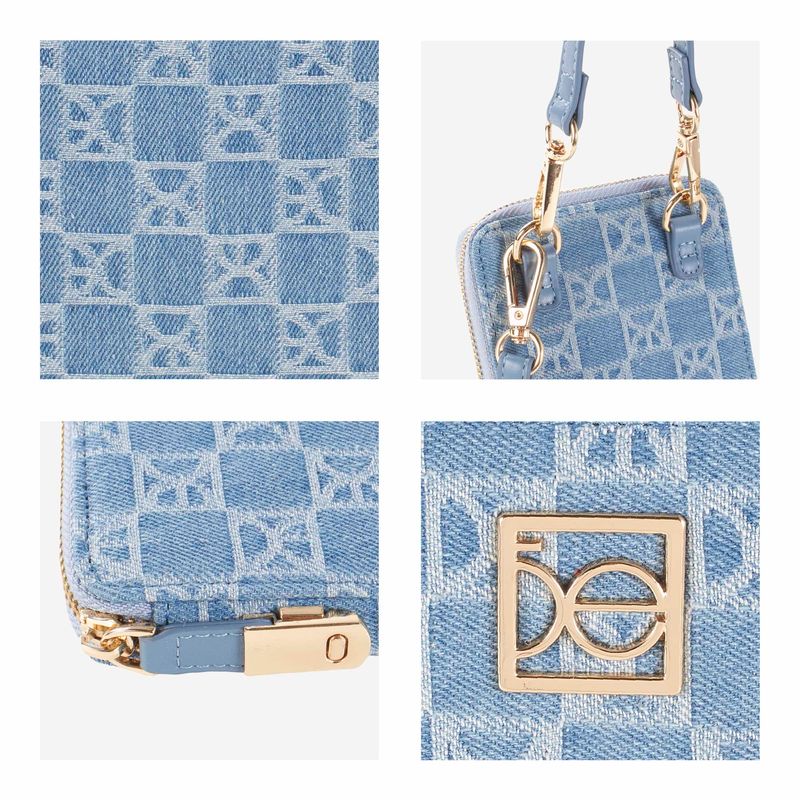 Cartera Porta Celular En Denim Con Asa Color Azul en Color, Porta Celulars