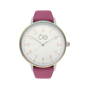 Reloj con Iridiscencia en Aro de Caja Redonda color Magenta