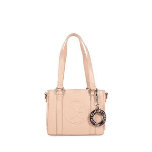 Bolsa Tote Mini con Charm color Nude