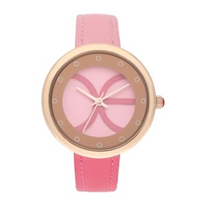 Reloj Análogo para Dama con Extensible Bitono de Tacto Piel color Rojo