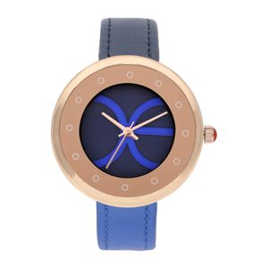Reloj Análogo para Dama con Extensible Bitono de Tacto Piel color Azul