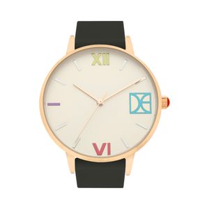 Reloj para Dama con Caratula Blanca e Indicadores de Colores color Negro