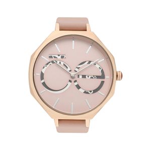 Reloj Análogo para Dama con Doble Caratula y Extensible de Tacto Piel color Rosa