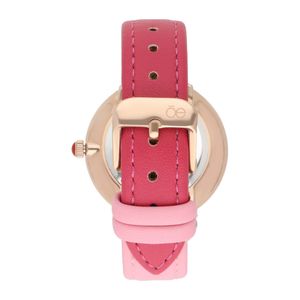 Reloj Análogo para Dama con Extensible Bitono de Tacto Piel color Rojo