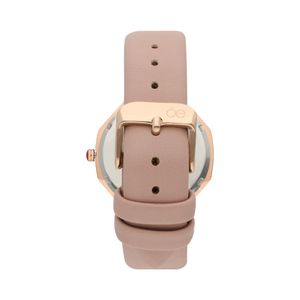 Reloj Análogo para Dama con Doble Caratula y Extensible de Tacto Piel color Rosa