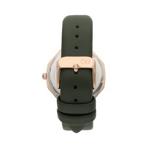 Reloj Análogo para Dama con Doble Caratula y Extensible de Tacto Piel color Verde