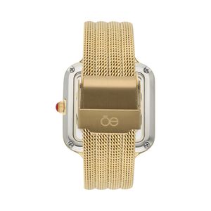 Reloj Análogo para Dama con Extensible de Mesh y Caja con Transparencia color Oro