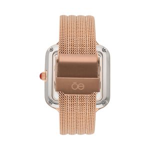 Reloj Análogo para Dama con Extensible de Mesh y Caja con Transparencia color Copper