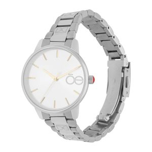 Reloj Análogo para Dama con Extensible de Acero Inoxidable y Monograma Grabado color Plata