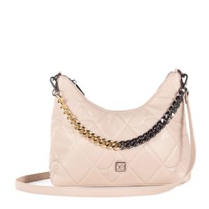 Bolsa Hobo Acolchado A Rombos Con Cadena Color Nude