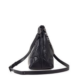 Bolsa Hobo Acolchado A Rombos Con Cadena Color Negro