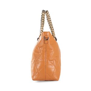 Bolsa Tote Acolchado A Rombos Con Cadena Color Camel