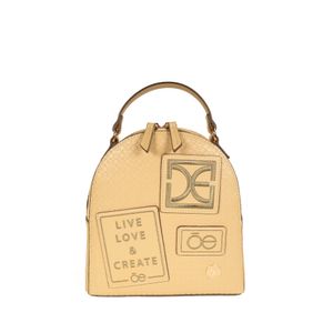 Mochila Mediana Doble Uso Parches Decorativos Color Beige