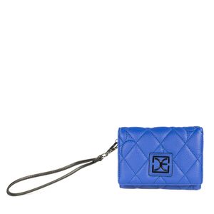 Cartera Flap Mediana Acolchada Con Maneral Color Azul