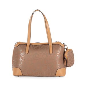 Bolsa Satchel Mediana Textil Con Monedero Color Camel