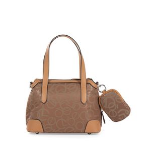 Bolsa Crossbody Chica Textil Con Monedero Color Camel