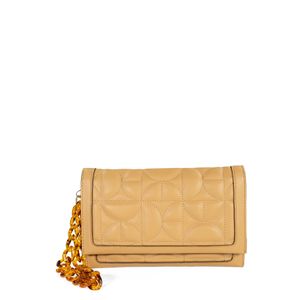 Cartera Flap Grande Con Maneral Acrílico Color Camel