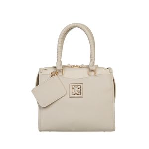 Bolsa Satchel Mediana Con Monedero Color Beige