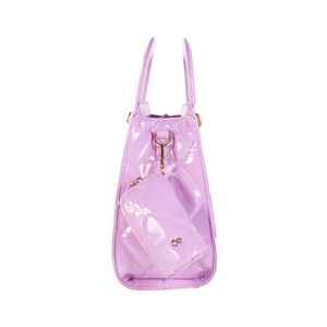 Bolsa Satchel Charol Acolchada Con Monedero Color Rosa