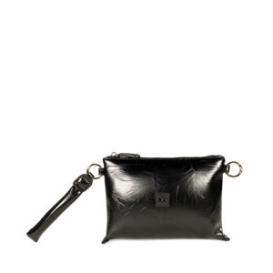 Cartera Pouch Acolchada Con Maneral Color Negro