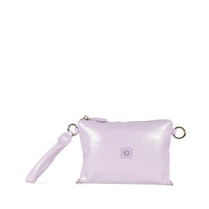 Cartera Pouch Acolchada Con Maneral Color Lila