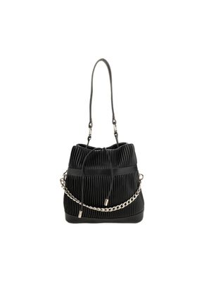 Bolsa Hobo Grande Diseño Plisado Color Negro