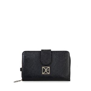 Cartera Mediana Look Animal Skin Con Maneral Color Negro