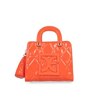 Bolsa Satchel Charol Acolchada Con Monedero Color Naranja