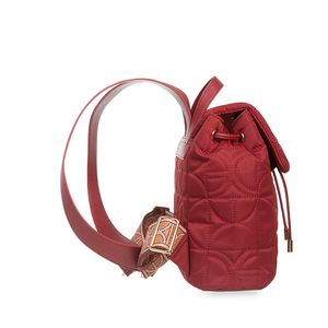 Mochila Mediana Acolchada Textil Color Rojo Tinto