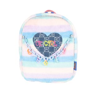 Mochila Chica Para Niña De Terciopelo Multicolor