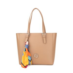 Bolsa Tote Con Mascada Color Camel