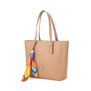 Bolsa Tote Con Mascada Color Camel