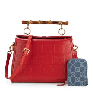 Bolsa Satchel Con Monedero Color Rojo