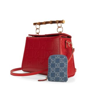 Bolsa Satchel Con Monedero Color Rojo