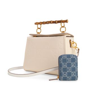 Bolsa Satchel Con Monedero Color Beige