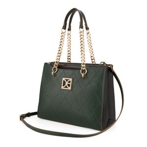 Bolsa Satchel Grande Con Pouch Desmontable Color Verde Olivo