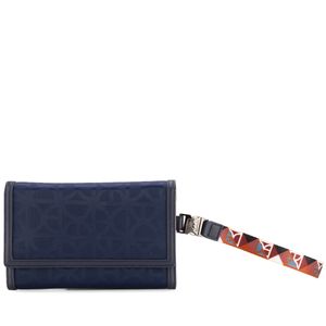 Cartera Flap Grande Textil Con Maneral Color Azul Marino