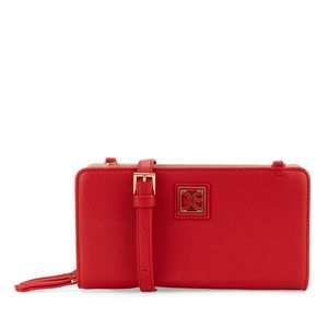 Cartera Grande Cierre Sencillo Doble Función Color Rojo