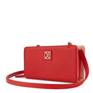 Cartera Grande Cierre Sencillo Doble Función Color Rojo