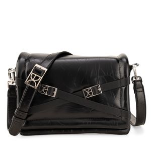 Bolsa Crossbody Grande Aplicación Hebillas Color Negro