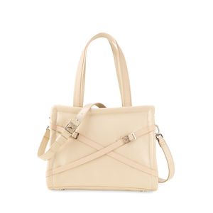 Bolsa Tote Mediana Aplicación Hebillas Color Beige