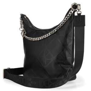 Bolsa Hobo Grande Monograma Troquelado Color Negro