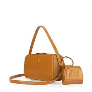 Bolsa Crossbody Chica Con Monedero Color Camel