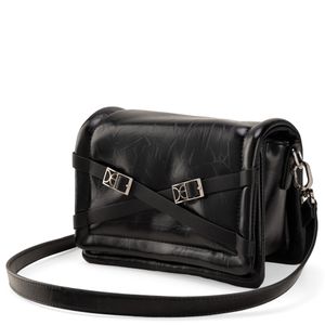 Bolsa Crossbody Grande Aplicación Hebillas Color Negro