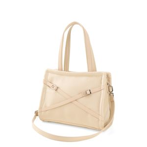 Bolsa Tote Mediana Aplicación Hebillas Color Beige