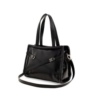 Bolsa Tote Mediana Aplicación Hebillas Color Negro