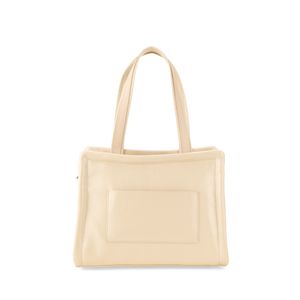 Bolsa Tote Mediana Aplicación Hebillas Color Beige