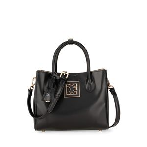 Bolsa Tote Chica con Charm color Negro